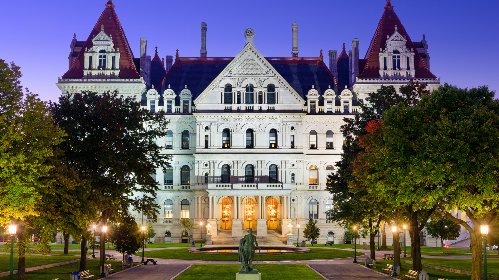 New York State Capitol Building at night