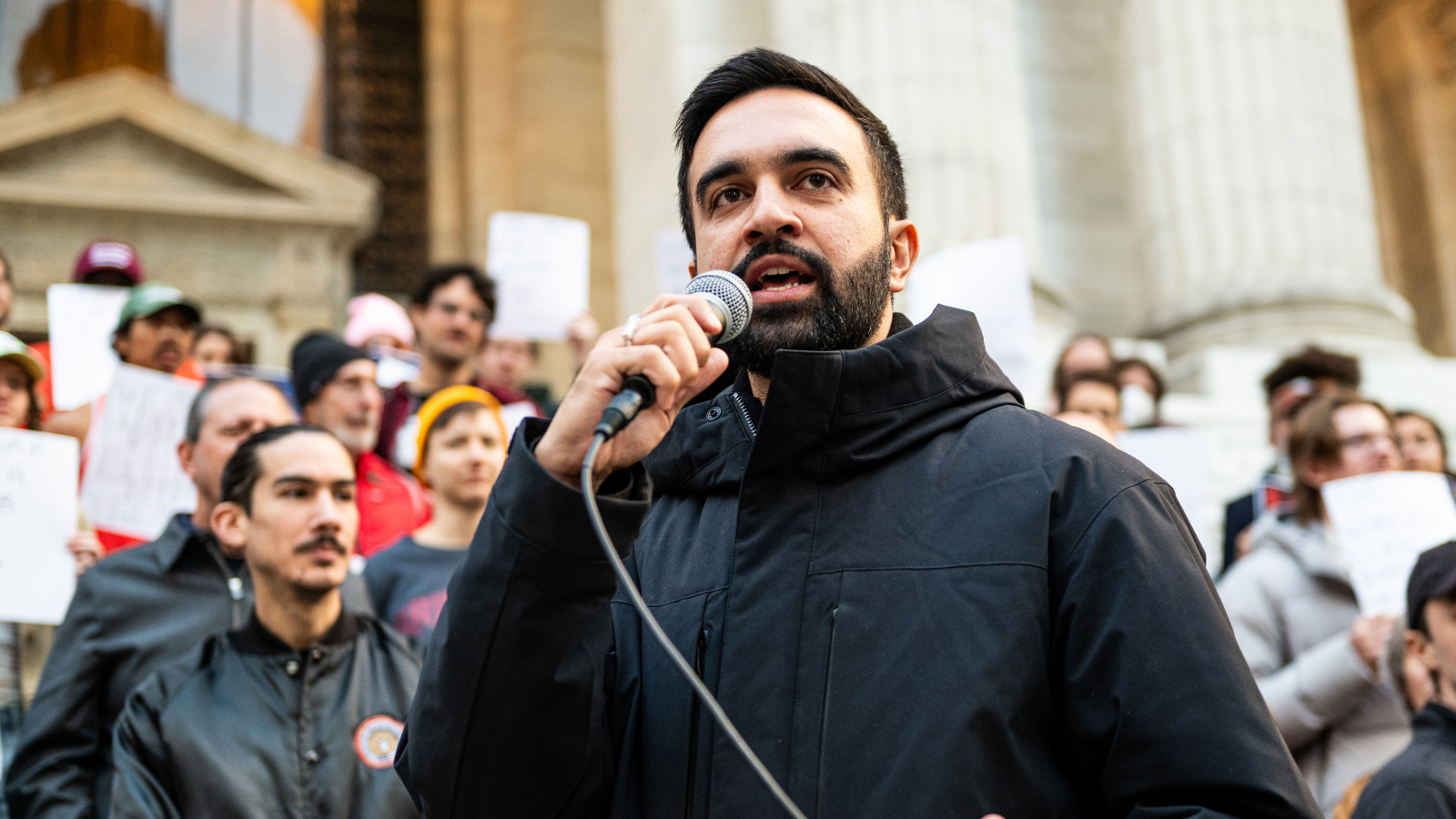 Zohran Mamdani at the Resist Fascism Rally in Bryant Park on Oct 27th 2024